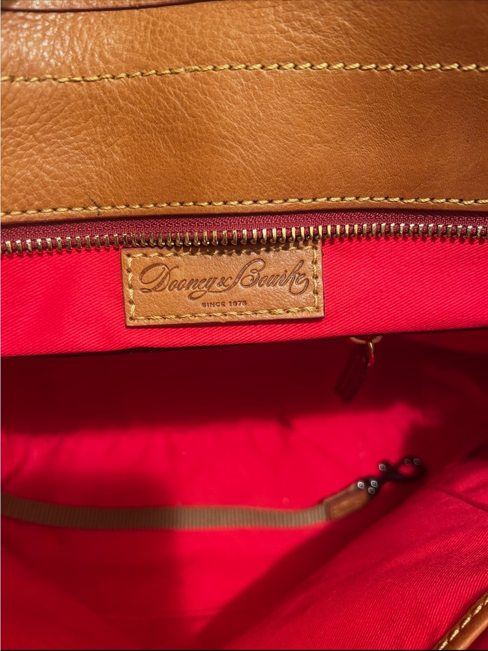 Dooney & Bourke Tan Leather Tote with Front Zip - Picture 2 of 6